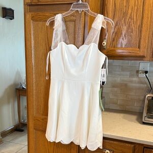 City Triangles Ivory Mini Dress with Sheer Straps